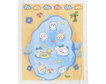 Manta de lã com estampa do desenho animado Chiikawa, manta kawaii, decoração aconchegante para o quarto.