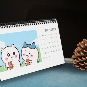 2025 Tischkalender, Kalender, Chiikawa Cartoon Charakter Cute Grid, Planer, Organizer, Bürodekoration, Schreibtischzubehör, Christmax Geschenk
