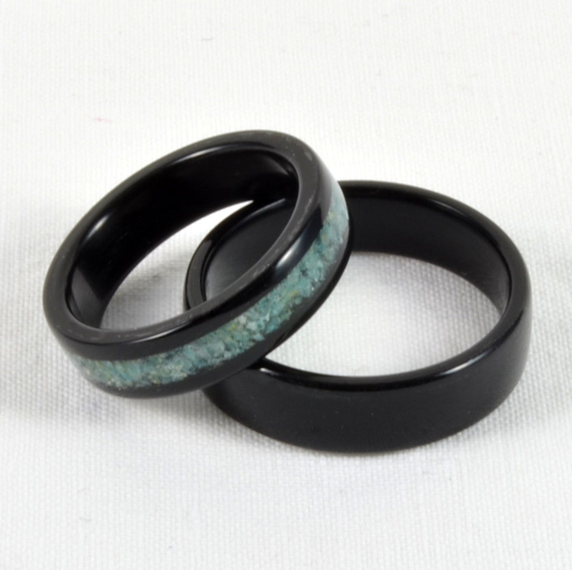Wood Wedding Ring Set Amazonite Gemstone Inlay in Pear - Etsy