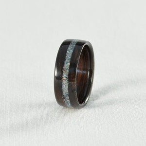 Wood Ring - Abalone Shell Inlay in an Ebony Bentwood Ring - All Natural - Wedding Band, Wedding Ring, or Engagement Ring - Handmade