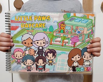 Toca Boca Life World Daycare &quot;Little Paws&quot; Paper Dolls Real Book | Toddler Busy Book | Quiet Preschool Gift | Removable Clothes & Furniture