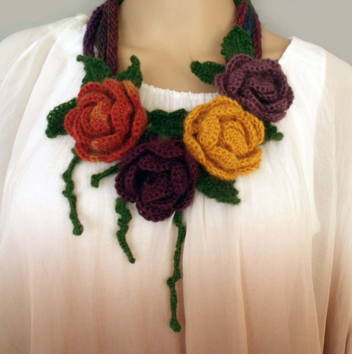 Crochet flower choker Crochet necklace Flower necklace Boho Etsy