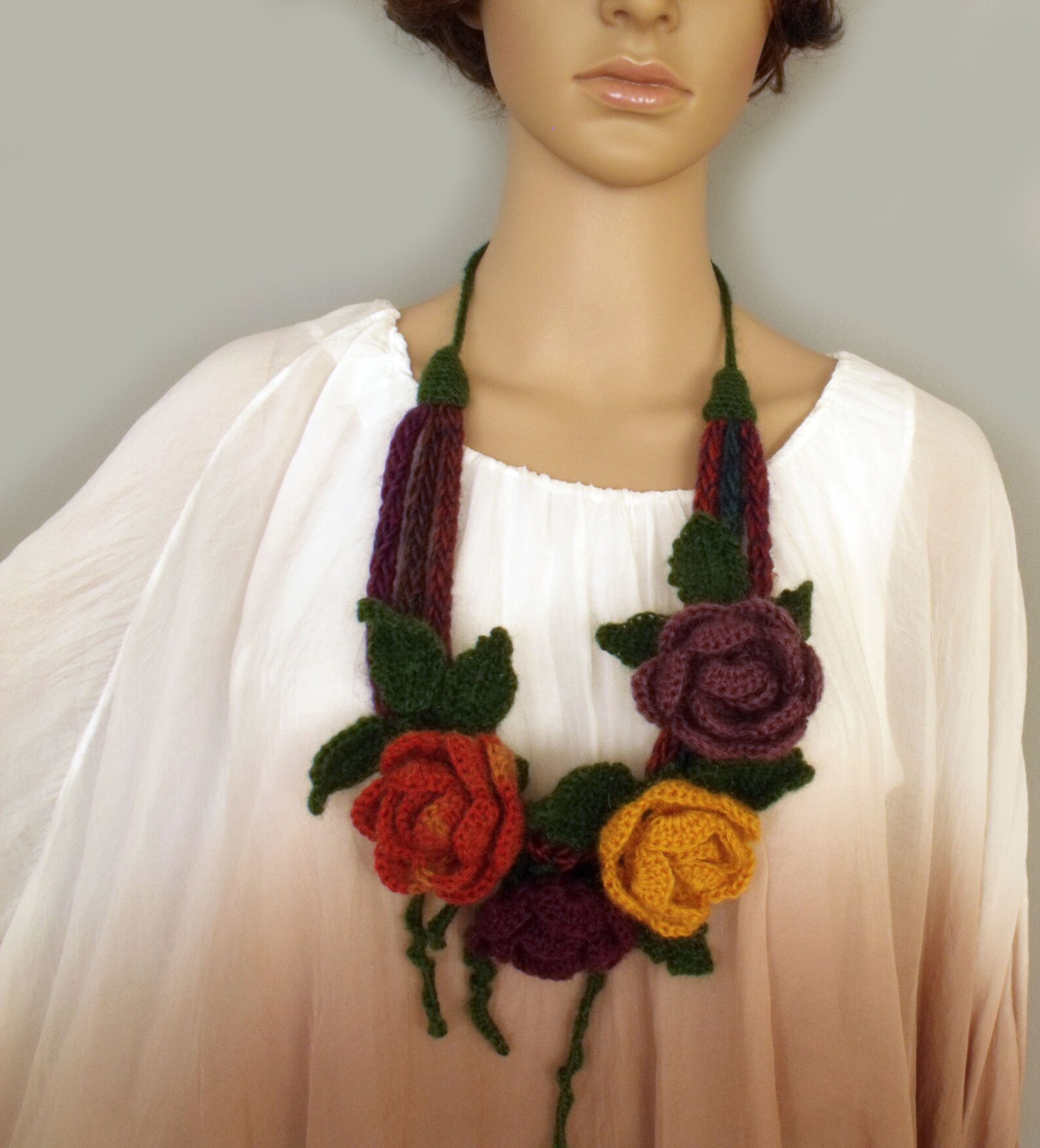 Crochet flower choker Crochet necklace Flower necklace Boho Etsy