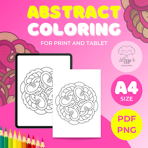 Abstract Floral Coloring Pages: Procreate & Print (PDF/PNG)