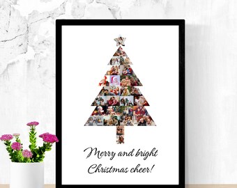 Christmas Tree Photo Collage Template: Family Holiday Memories (Canva, Digital Download)