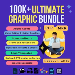 Ultimatives Grafik-Bundle | 100.000+ Guthaben | Wiederverkaufsrechte, Mockups, Schriftarten, LUTs, Photoshop, After Effects, Premiere Pro, SVG, Video Effects