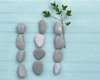 Kindness Stones - Set of 12 Natural Gray Lake Stones to Paint , Nature Crafts Party Supply