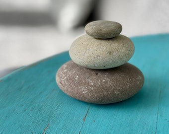 Nature Made Mini 3”  Smooth Round Stone Cairn for Zen Garden and Natural Home Decor , Meditation Stones