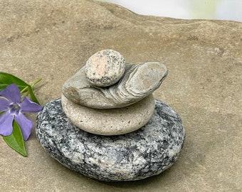 Small Textured Nature Lake Stone Balancing Sculpture , Nature Decor SS2
