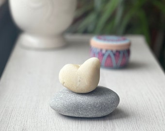 Nature Made Heart Stone Sculpture With Gray Base Stone , Natural Home Decor