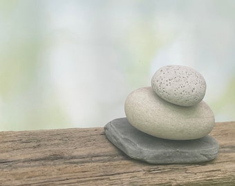 Mini Square 3 Stone Sculpture 1 3/4”  Zen Art Stones , Rock Cairn M3