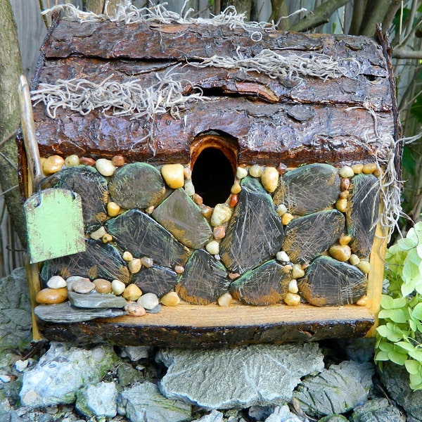 English Cottage Birdhouse- Handmade Shabby Chic Home & Garden Decor