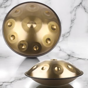 22-Zoll-D-Moll-Handpan - Stahltrommel für professionelle Aufführungen, 440-HERZ-Stimmung, inklusive Tasche, Schlägel und Zubehör