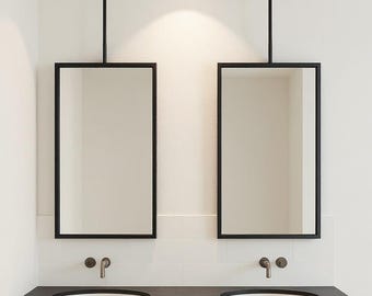 Deckenhängender rechteckiger Badezimmerspiegel, Schminkspiegel mit Metallrahmen