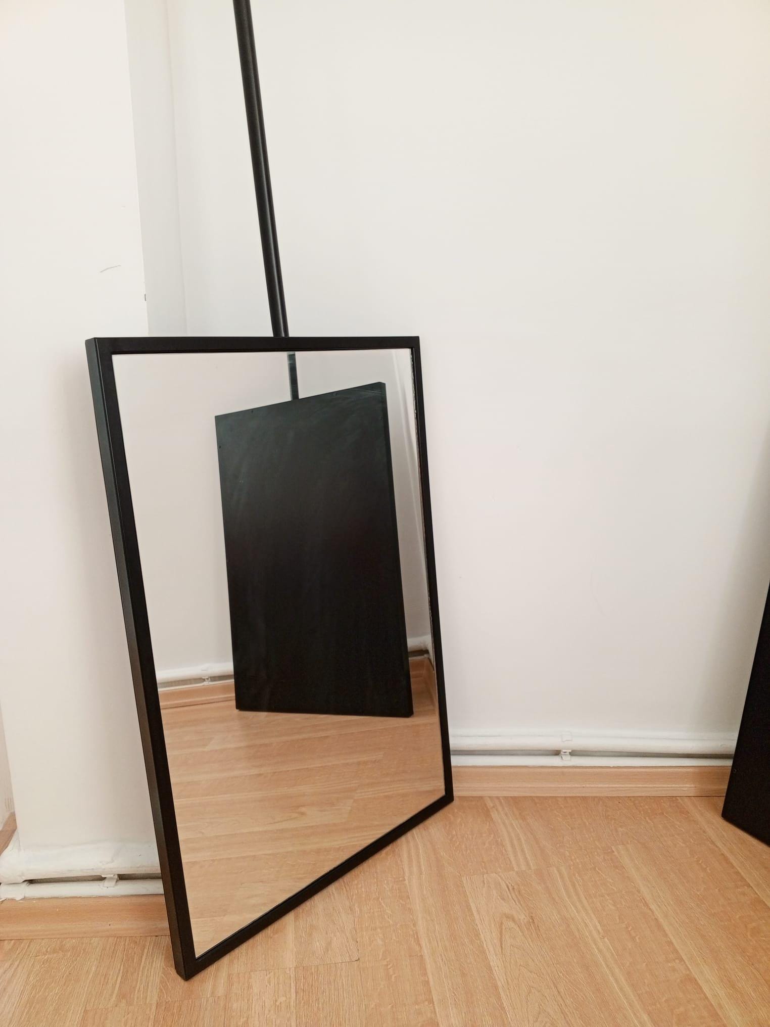 Ceiling Suspended Rectangular Mirror with Metal Framed, Bathroom Mirror with Rod, Handmade Ceiling Mounted Mirror, Metal Hanging Mirror