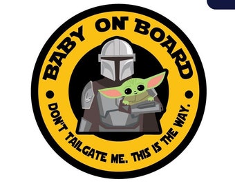 Mandolorian Cute Grogu Baby On Board Car Window Decal