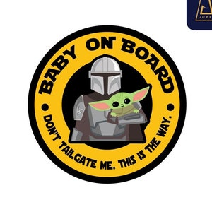 Mandolorian Cute Grogu Baby On Board naklejka na okno samochodu