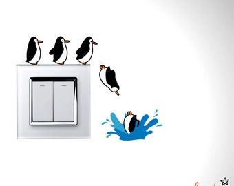 Cute Penguins Going For A Dive Wall Decal