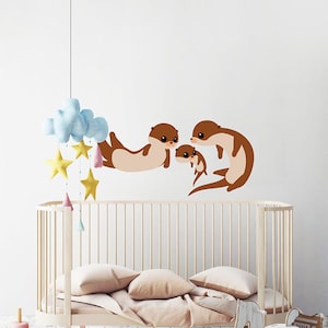 Süßer Otters Familie Wandtatz