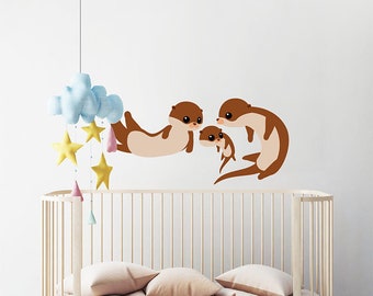 Cute Otters Family Wall Decal