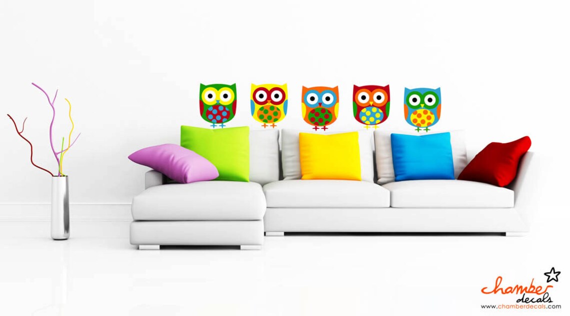 Colorful Owl Decals / Stickers Etsy