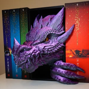 Dragon Book Nook | 3D Printed Insert | Dragon Head & Tail | Fantasy Bookshelf Decor | Multiple Color Options | Gift for Book Lovers