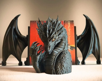 手描きのドラゴンブックヌック：3Dプリントのファンタジー本棚デコレーション