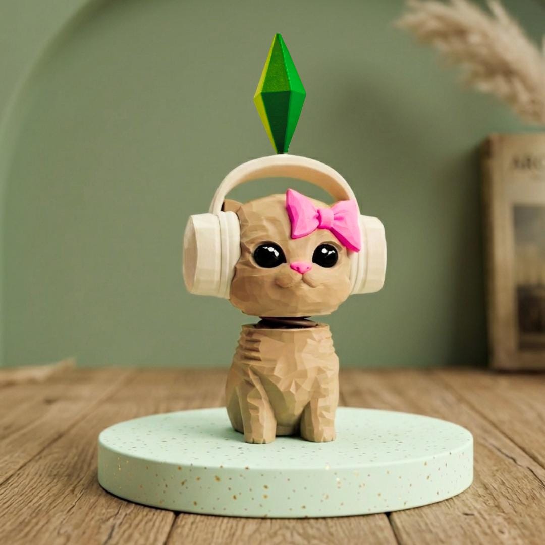 Vibe Cat Bobblehead the Sims Plumbob Dancing Kitty Tiktok Meme