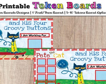 Pete The Cat Token Board with 5, 6 & 10 token board options, 8 token boards, ABA, Special Education Teacher, Autism, BCBA, Special Education