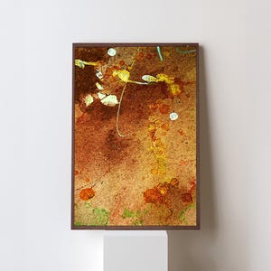 Sand on the Path Abstract Art Print – Ink on Paper Wall Art, Earthy Tones Poster, Orange Brown Green Decor, Instant Download Artwork