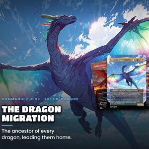 The Dragon Migration: The ancestor of every dragon, leading them home. Story key art for the The Ur-Dragon Commander EDH proxy deck