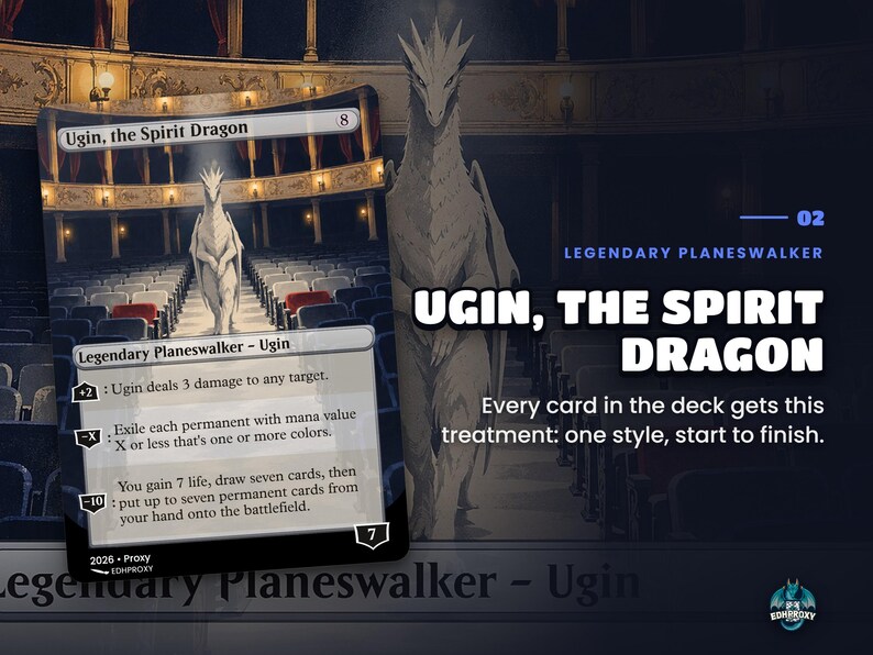 Card spotlight: Ugin, the Spirit Dragon, original illustrated art on a custom proxy card
