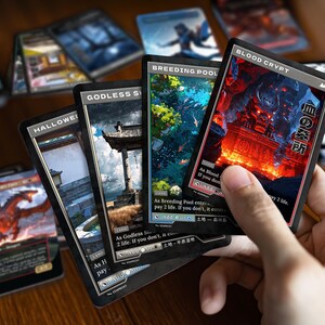 Printed Retro Japanese Shocks cards in hand, showing real card size and finish