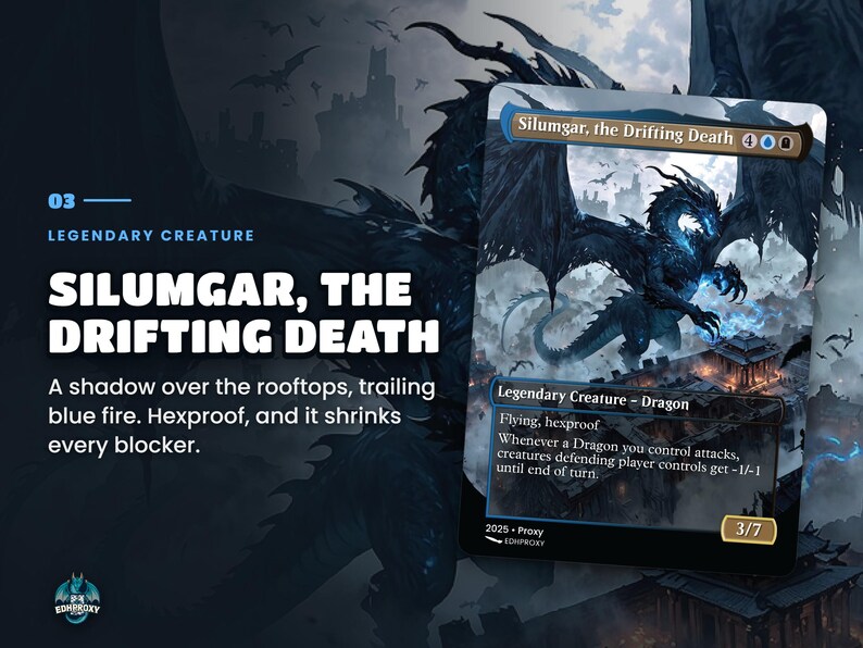 Card spotlight: Silumgar, the Drifting Death proxy with anime artwork, zoomed art detail