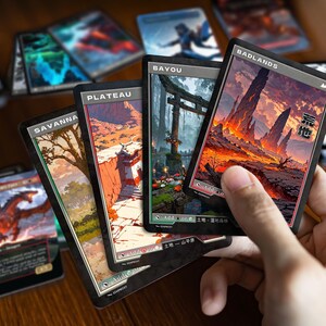 Printed Retro Japanese Duals cards in hand, showing real card size and finish