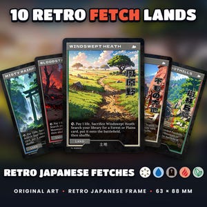 Retro Japanese Fetches: 10 full-art retro Japanese-style proxy land cards for MTG Commander / EDH