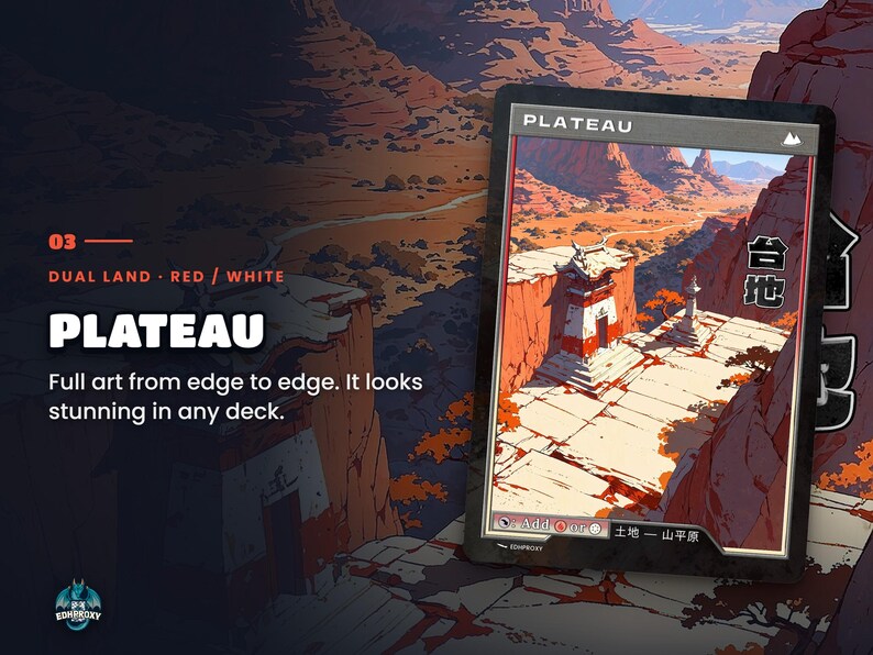 Spotlight: Plateau proxy land card, original art up close, red-white colour pair