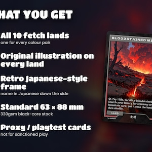 What you get: 10 land cards with original art, standard size, sleeve-ready