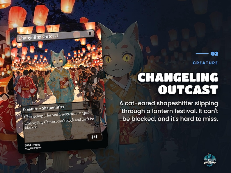Card spotlight: Changeling Outcast, original anime art on a custom proxy card