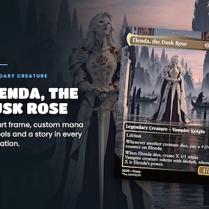 Card spotlight: Elenda, the Dusk Rose proxy with illustrated artwork, zoomed art detail