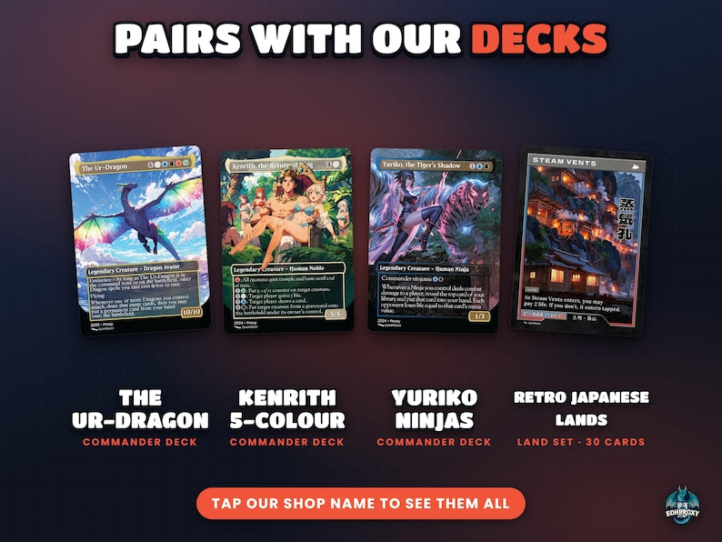 Complete EDHProxy commander decks with original art that pair with this set