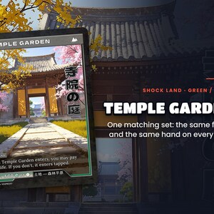 Spotlight: Temple Garden proxy land card, original art up close, green-white colour pair