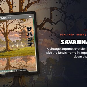 Spotlight: Savannah proxy land card, original art up close, green-white colour pair