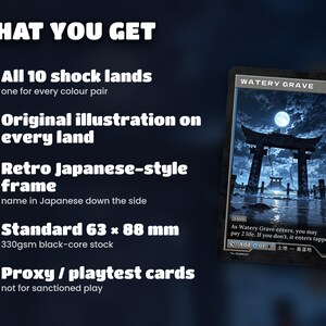 What you get: 10 land cards with original art, standard size, sleeve-ready