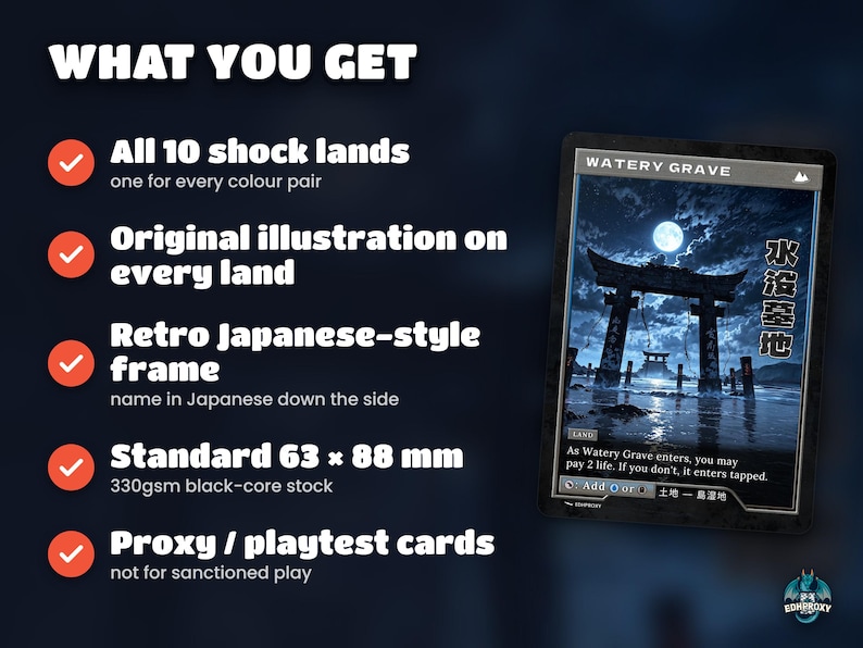 What you get: 10 land cards with original art, standard size, sleeve-ready