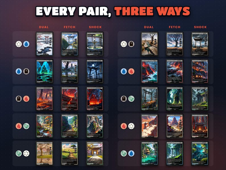 Colour pair chart: every two-colour combination covered by the Retro Japanese Lands