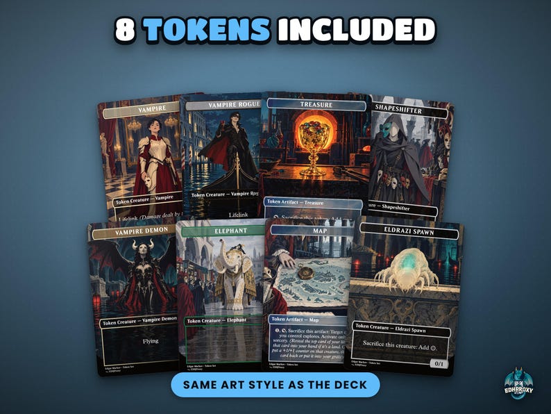 8 matching token cards included with the Edgar Markov · Carnival of Venice Commander EDH proxy deck