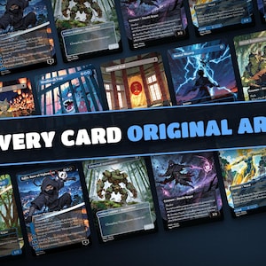 Wall of anime art proxy cards: every card in the Yuriko Ninjas deck has original artwork