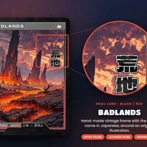 Close-up of the retro Japanese-style frame on the Badlands proxy land