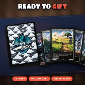 The Retro Japanese Fetches as a gift for a Commander player, card stack with the EDHProxy back